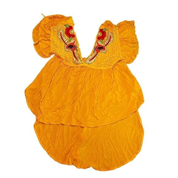 FREE PEOPLE Womens Top Fiesta Nueva Relaxed Marigold Yellow Size XS boho hippie - Picture 6 of 11